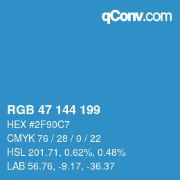 Color code: RGB 47 144 199 | qconv.com