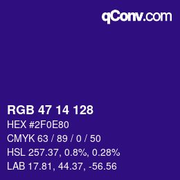 Color code: RGB 47 14 128 | qconv.com