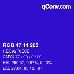 Color code: RGB 47 14 205 | qconv.com