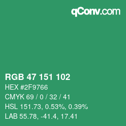 Color code: RGB 47 151 102 | qconv.com