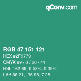 Color code: RGB 47 151 121 | qconv.com