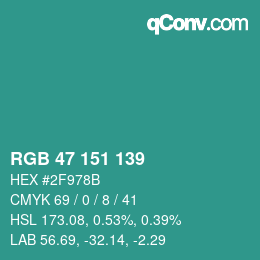 Color code: RGB 47 151 139 | qconv.com