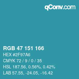 Color code: RGB 47 151 166 | qconv.com