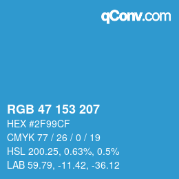 Color code: RGB 47 153 207 | qconv.com