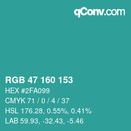 Color code: RGB 47 160 153 | qconv.com