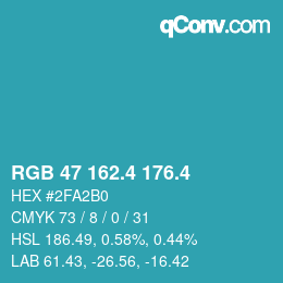 カラーコード: RGB 47 162.4 176.4 | qconv.com