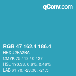 カラーコード: RGB 47 162.4 186.4 | qconv.com