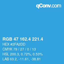 カラーコード: RGB 47 162.4 221.4 | qconv.com