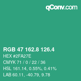 カラーコード: RGB 47 162.8 126.4 | qconv.com