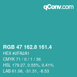 カラーコード: RGB 47 162.8 161.4 | qconv.com
