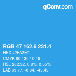 カラーコード: RGB 47 162.8 231.4 | qconv.com