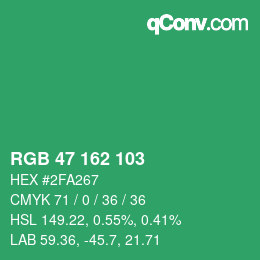 Color code: RGB 47 162 103 | qconv.com