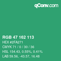 Color code: RGB 47 162 113 | qconv.com