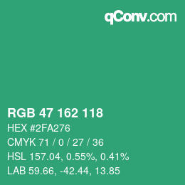 カラーコード: RGB 47 162 118 | qconv.com