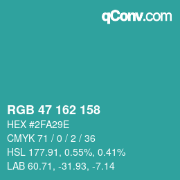 Color code: RGB 47 162 158 | qconv.com