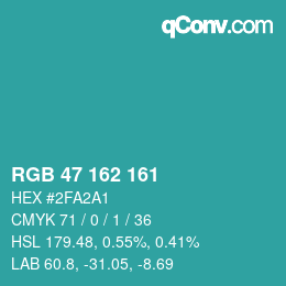 Color code: RGB 47 162 161 | qconv.com