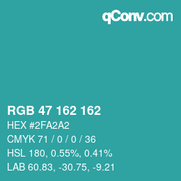 Farbcode: RGB 47 162 162 | qconv.com