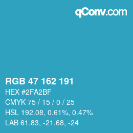 Color code: RGB 47 162 191 | qconv.com