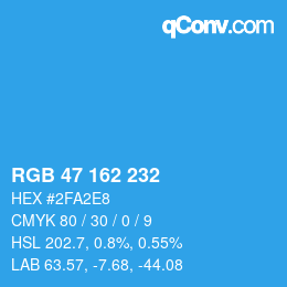 Color code: RGB 47 162 232 | qconv.com
