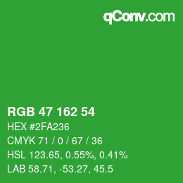 カラーコード: RGB 47 162 54 | qconv.com
