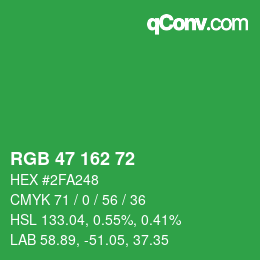 Color code: RGB 47 162 72 | qconv.com