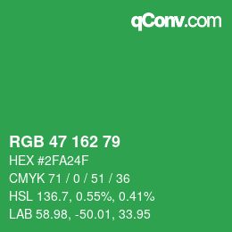 カラーコード: RGB 47 162 79 | qconv.com