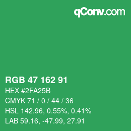 Color code: RGB 47 162 91 | qconv.com