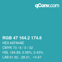 カラーコード: RGB 47 164.2 174.6 | qconv.com