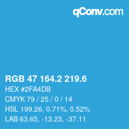 カラーコード: RGB 47 164.2 219.6 | qconv.com