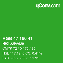 Color code: RGB 47 166 41 | qconv.com