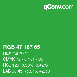 Color code: RGB 47 167 65 | qconv.com