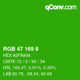 カラーコード: RGB 47 169 8 | qconv.com