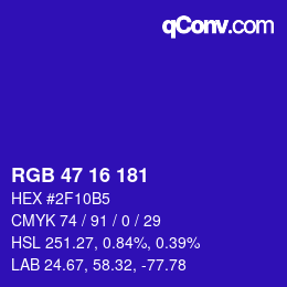 Color code: RGB 47 16 181 | qconv.com