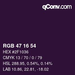 Color code: RGB 47 16 54 | qconv.com