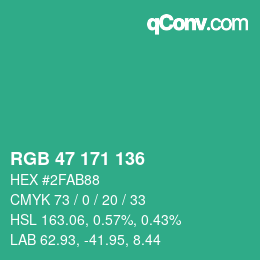 颜色代码: RGB 47 171 136 | qconv.com