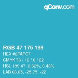 Color code: RGB 47 175 199 | qconv.com
