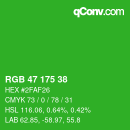 Color code: RGB 47 175 38 | qconv.com