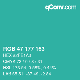 Color code: RGB 47 177 163 | qconv.com