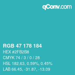 Color code: RGB 47 178 184 | qconv.com