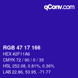 Color code: RGB 47 17 166 | qconv.com