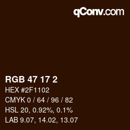 Color code: RGB 47 17 2 | qconv.com