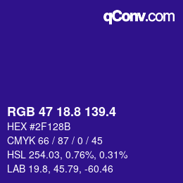 カラーコード: RGB 47 18.8 139.4 | qconv.com