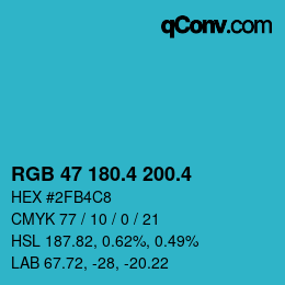 カラーコード: RGB 47 180.4 200.4 | qconv.com