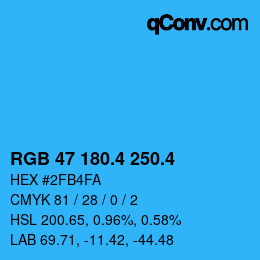 カラーコード: RGB 47 180.4 250.4 | qconv.com