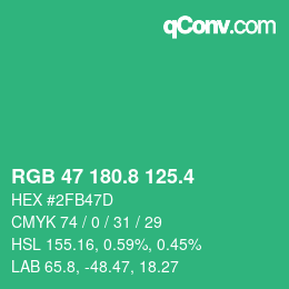 カラーコード: RGB 47 180.8 125.4 | qconv.com
