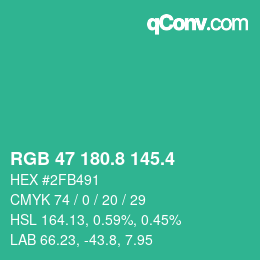 カラーコード: RGB 47 180.8 145.4 | qconv.com
