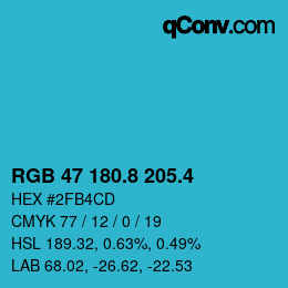 カラーコード: RGB 47 180.8 205.4 | qconv.com