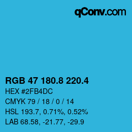 カラーコード: RGB 47 180.8 220.4 | qconv.com