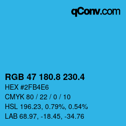 カラーコード: RGB 47 180.8 230.4 | qconv.com