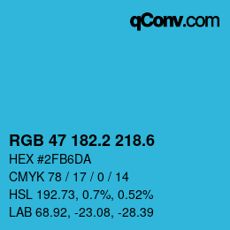 カラーコード: RGB 47 182.2 218.6 | qconv.com